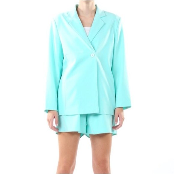 Beulah Style Just Business Two Piece Set Blazer Shorts Set Mint Size Large NWT - Picture 1 of 3